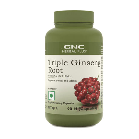 GNC Herbal Plus Triple Ginseng Root - 90 Capsules - Nutristar