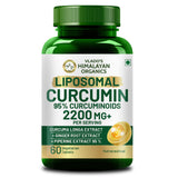 Vlado's Himalayan Organics Liposomal Curcumin Tablets 2200mg+ per Serving with Black Pepper (Piperine & BioPerine) | 95% Curcuminoids | Curcuma Longa, Turmeric & Ginger Root Extract | Supplement for Men & Women | 60 Veg Tablets