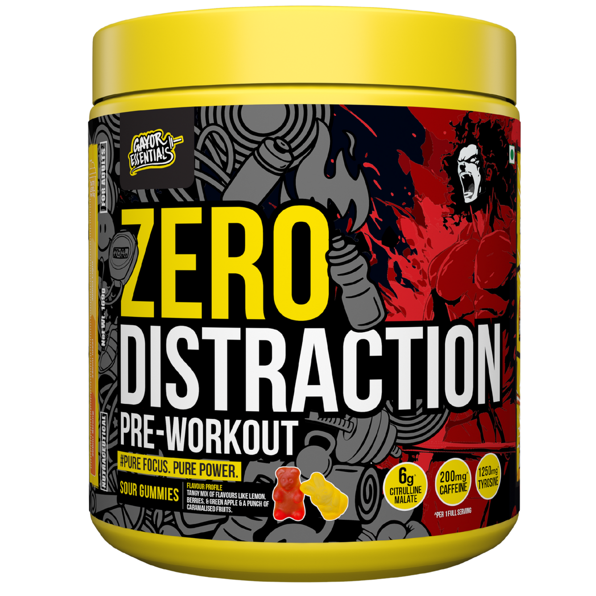 Gayor Essentials Zero Distraction Pre-Workout Powder 169g | 200mg Caffeine | 6g Citrulline