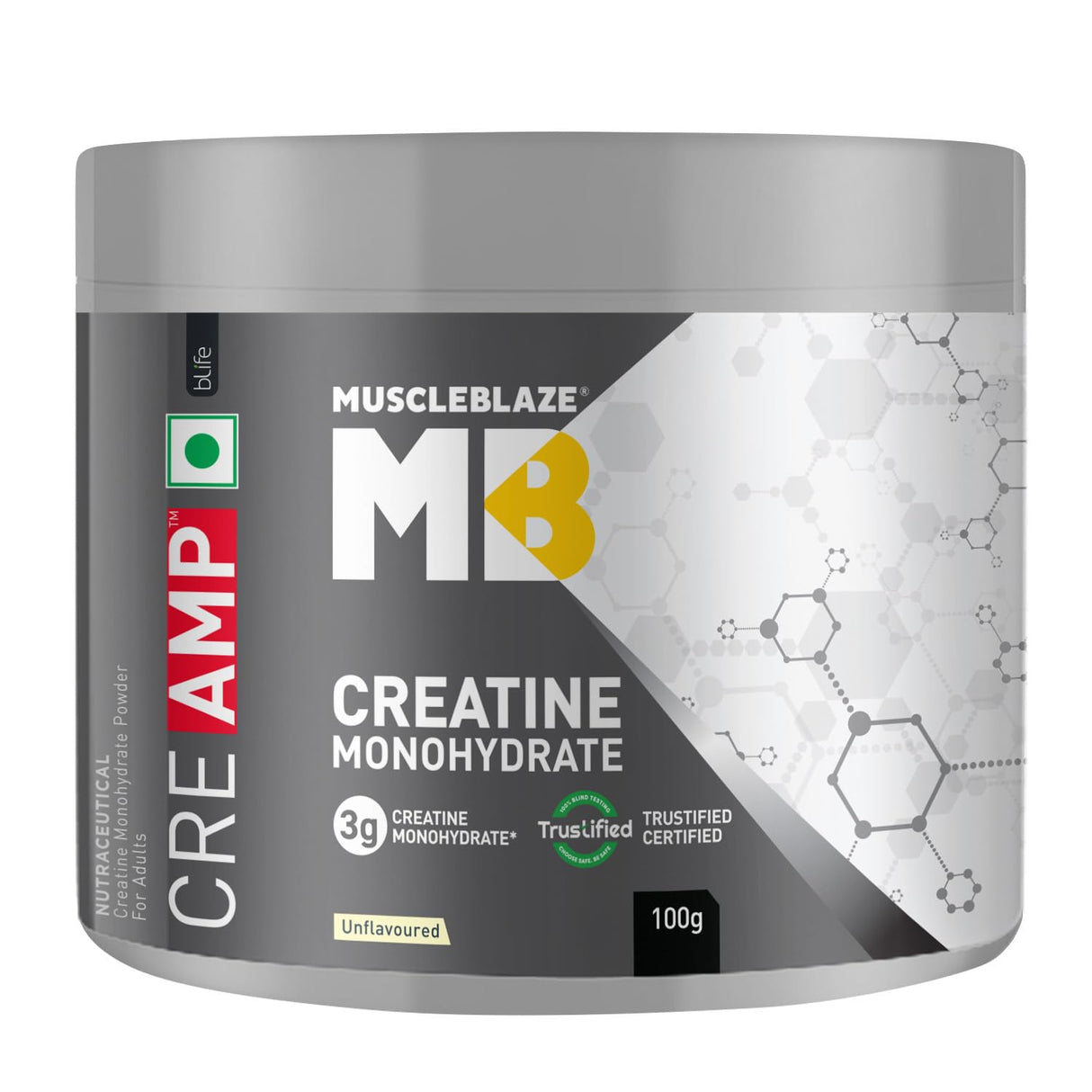 MuscleBlaze Creatine Monohydrate CreAMP 100gm (Unflavoured) - Nutristar