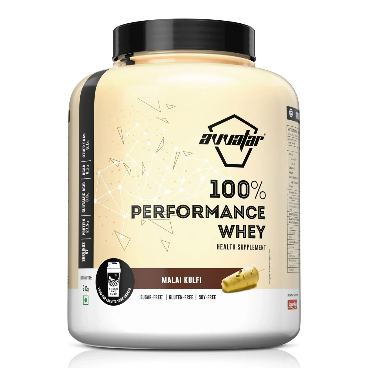 Avvatar 100% Performance Whey 2 Kg + Nutristar Micronized CREA Gold Creatine Monohydrate 250g (83 Servings) - Endurance & Muscle Power Combo