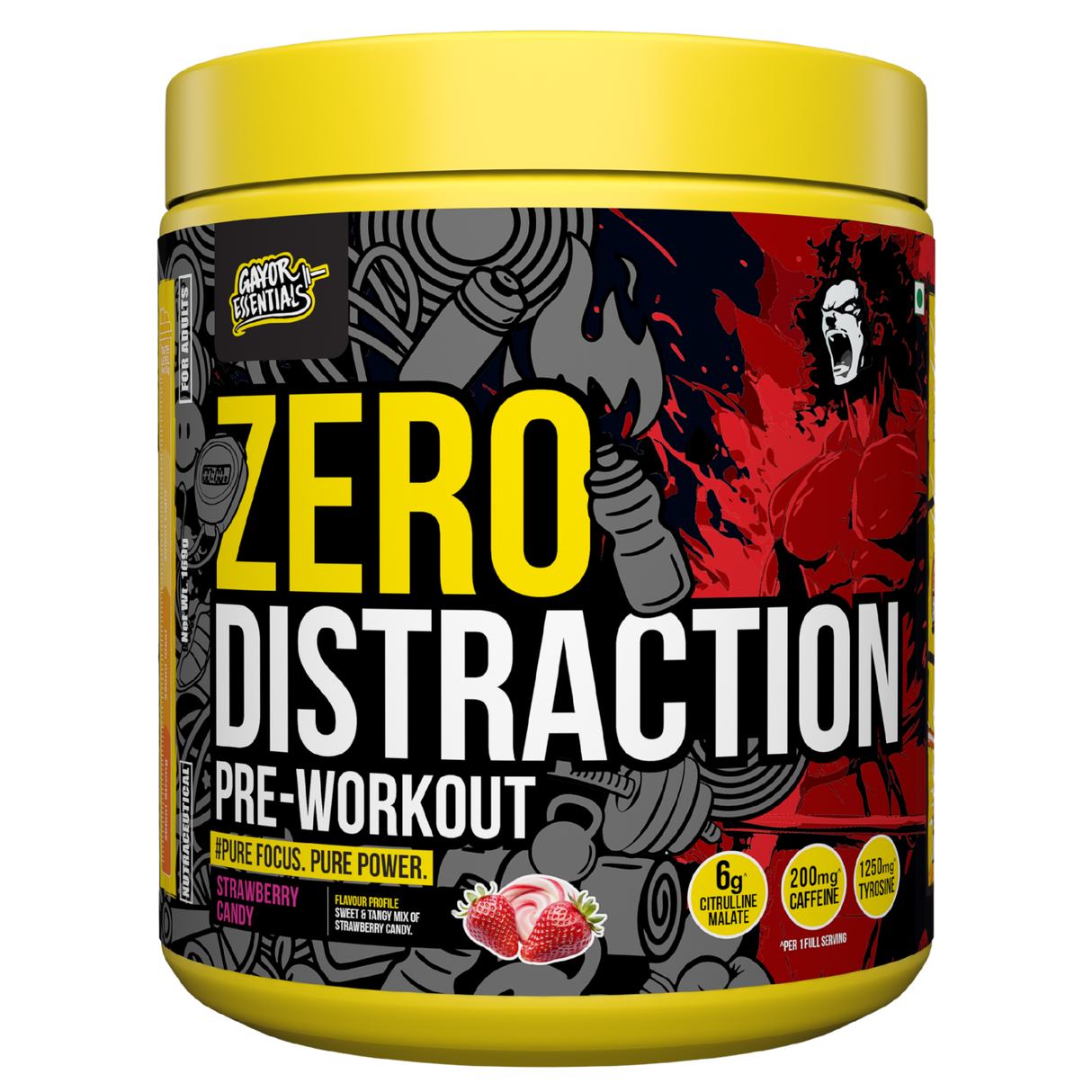 Gayor Essentials Zero Distraction Pre-Workout Powder 338g | 200mg Caffeine | 6g Citrulline