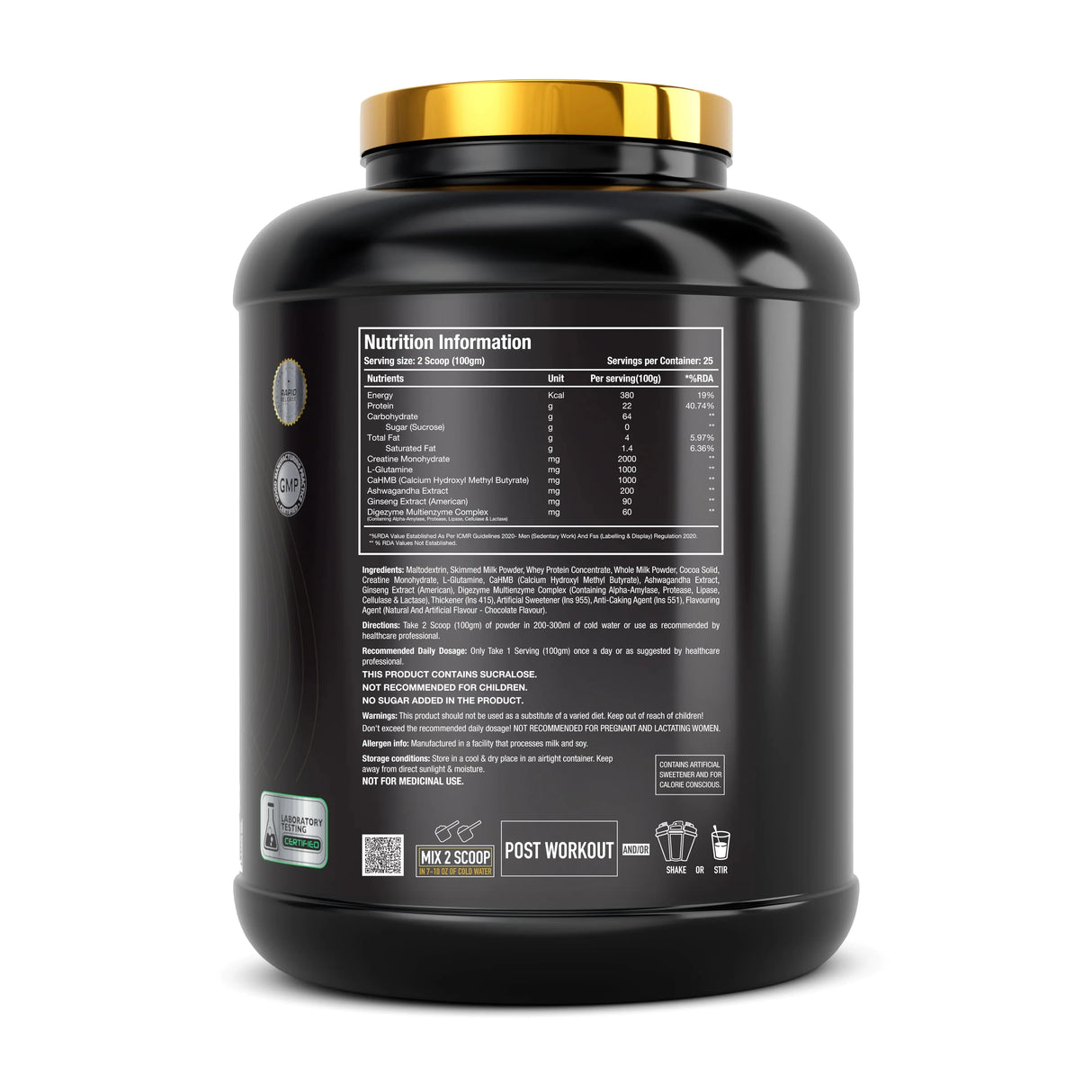 One Science Anabolic Mass | Super Mass Gainer | 22g Protein | 5.5 lb (25 Servings)