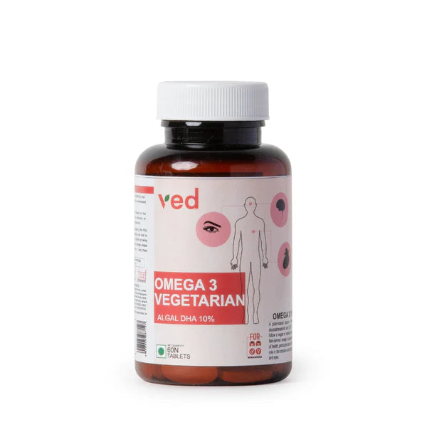 VEDayu Veg Omega 3 1000mg - for Men & Women with Veg DHA Without Fish Oil - 60 Tablets