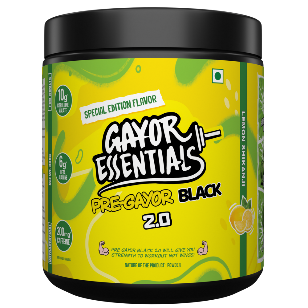 Gayor Essentials Pre Gayor Black 2.0 Pre-Workout Powder 338g | 200mg Caffeine