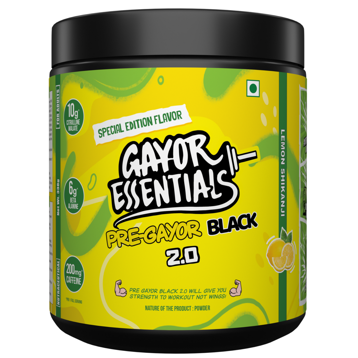 Gayor Essentials Pre Gayor Black 2.0 Pre-Workout Powder 338g | 200mg Caffeine