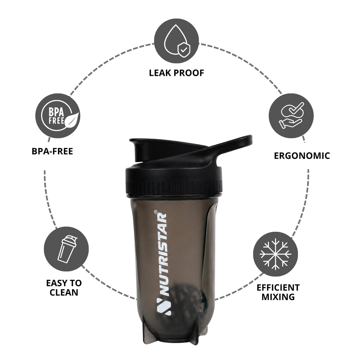Nutristar Power Bullet Shaker Bottle 500ml (Random Color)