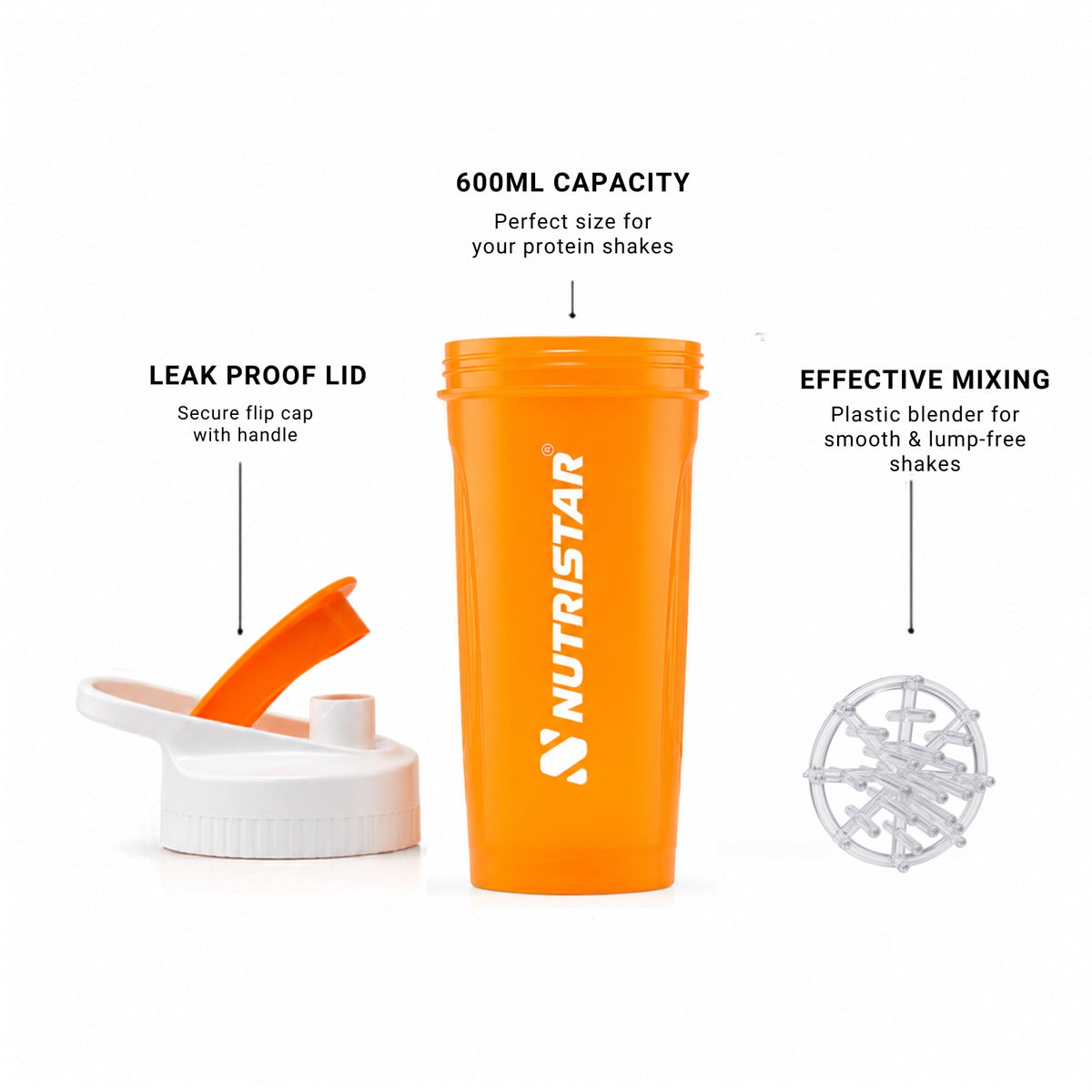 Nutristar Cube X Premium Shaker Bottle 600ml (Random Color)