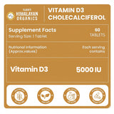 Vlado's Himalayan Organics Vitamin D3 5000 IU Chewable Tablets | 60 Tablets | Bone & Immunity Support