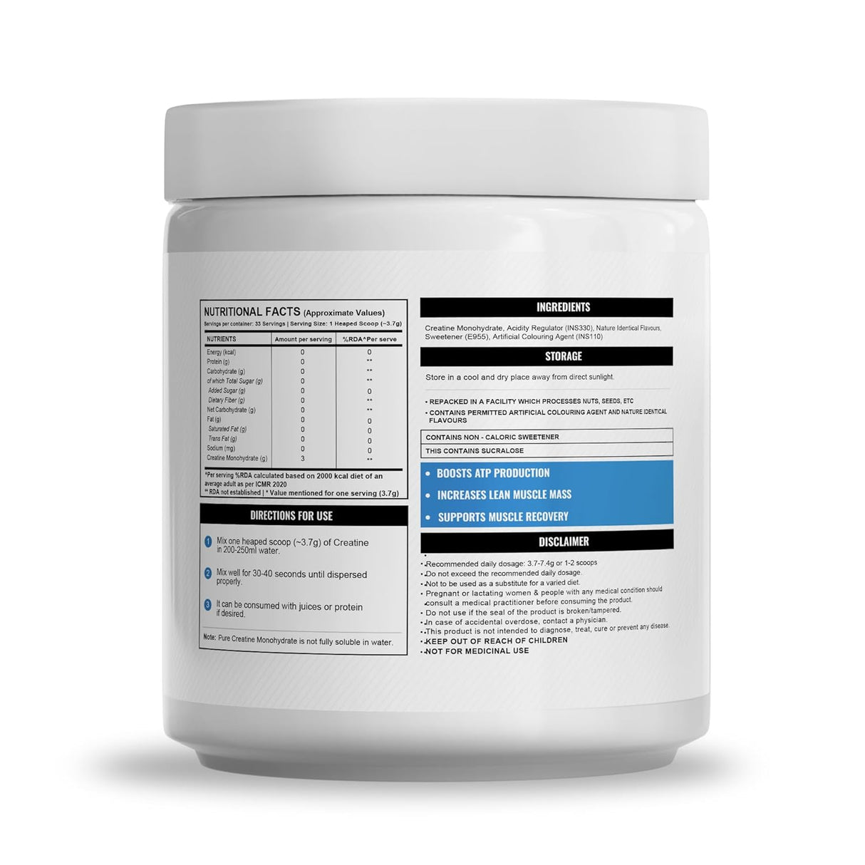 Wellcore Micronised Creatine Monohydrate, 122g - Nutristar