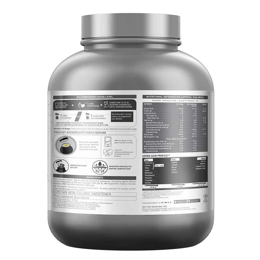 Muscleblaze Biozyme Iso-Zero Low Carb Isolate Protein - 2 Kg - Nutristar