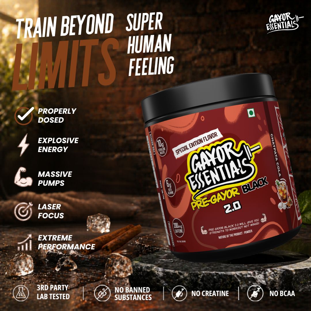 Gayor Essentials Pre Gayor Black 2.0 Pre-Workout Powder 338g | 200mg Caffeine