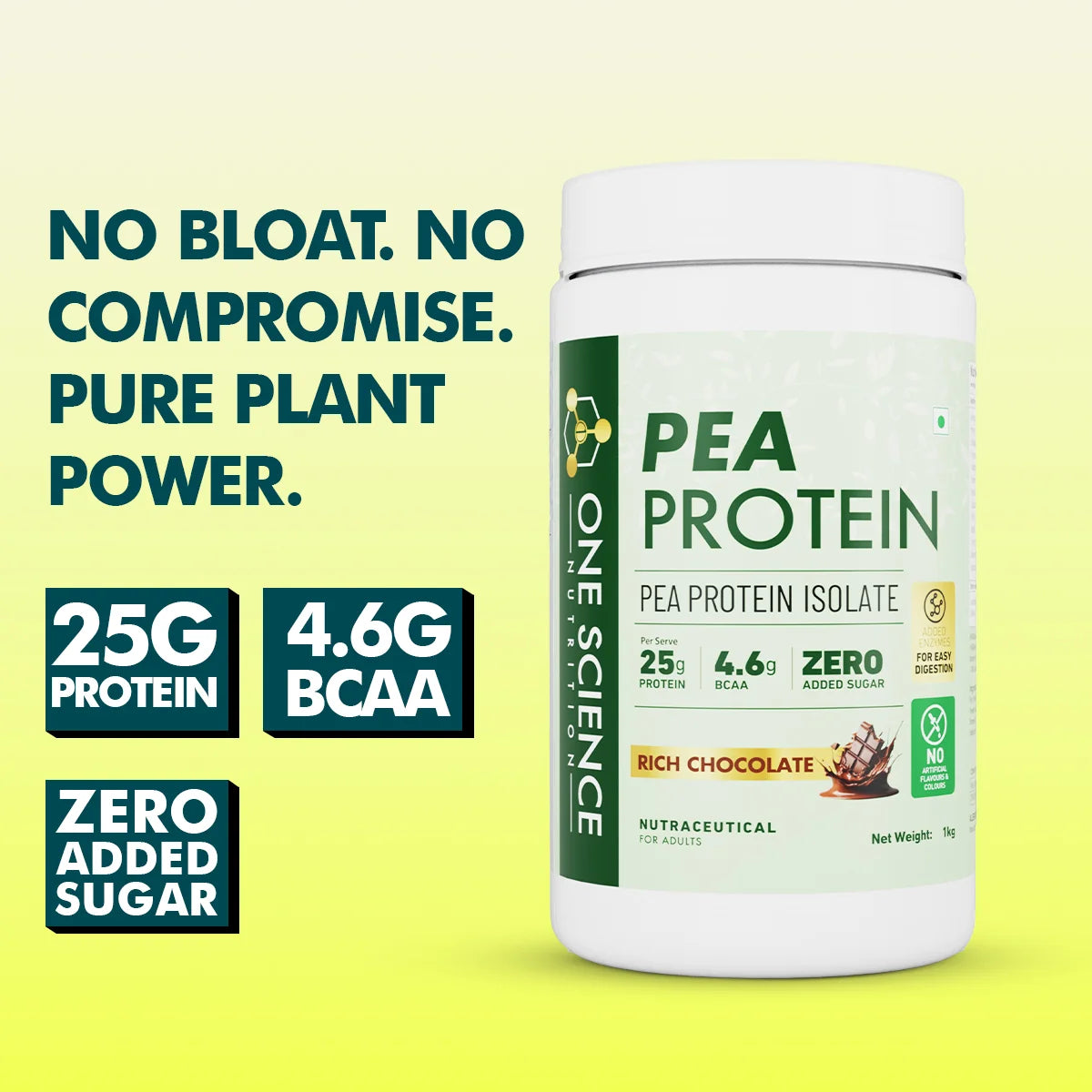 One Science Nutrition Plant Protein – Pea Protein Isolate Powder 1kg | 25 Servings