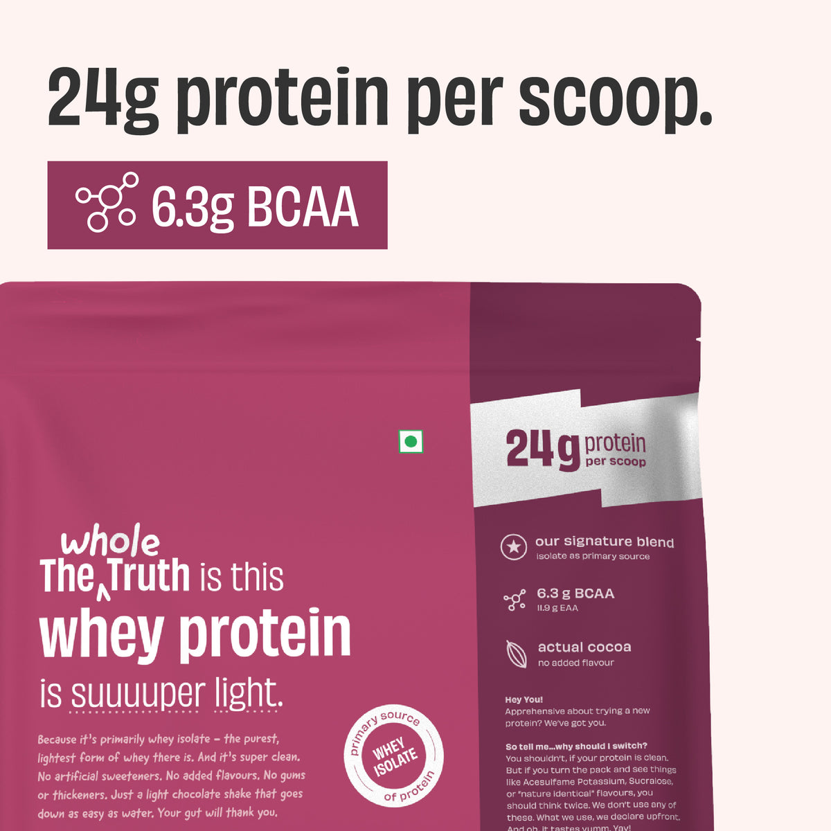 The Whole Truth 24g Whey Protein Isolate + Concentrate - 1kg
