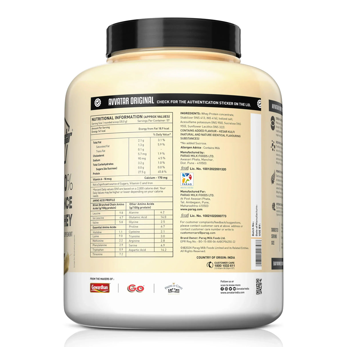 Avvatar 100% Performance Whey 2 Kg + Nutristar Micronized CREA Gold Creatine Monohydrate 250g (83 Servings) - Endurance & Muscle Power Combo