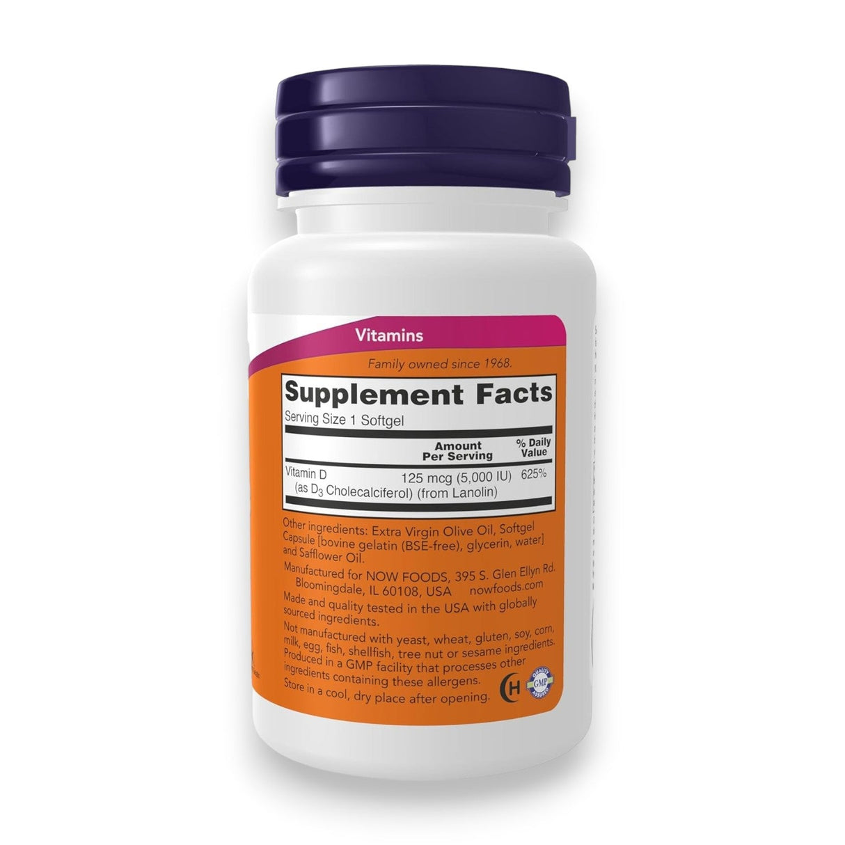 Now Foods Vitamin D-3 5000 IU | High Potency Structural Support | 120 Softgels