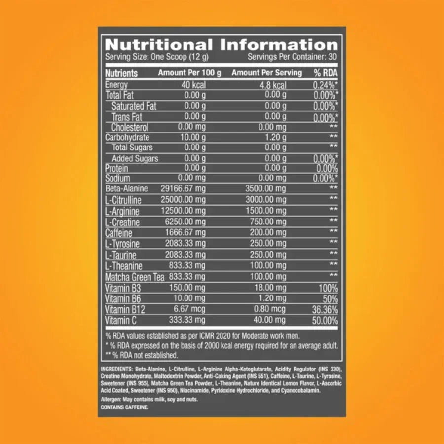GNC Pro Performance Pre Workout (30 Servings) + Nutristar Micronized CREA Gold Creatine Monohydrate 250g (83 Servings) - Explosive Strength & Performance Combo