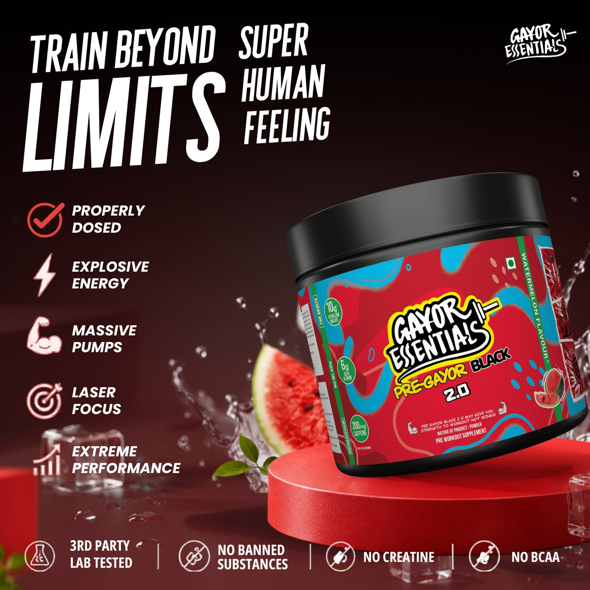 Gayor Essentials Pre Gayor Black 2.0 Pre-Workout Powder 676g | 200mg Caffeine