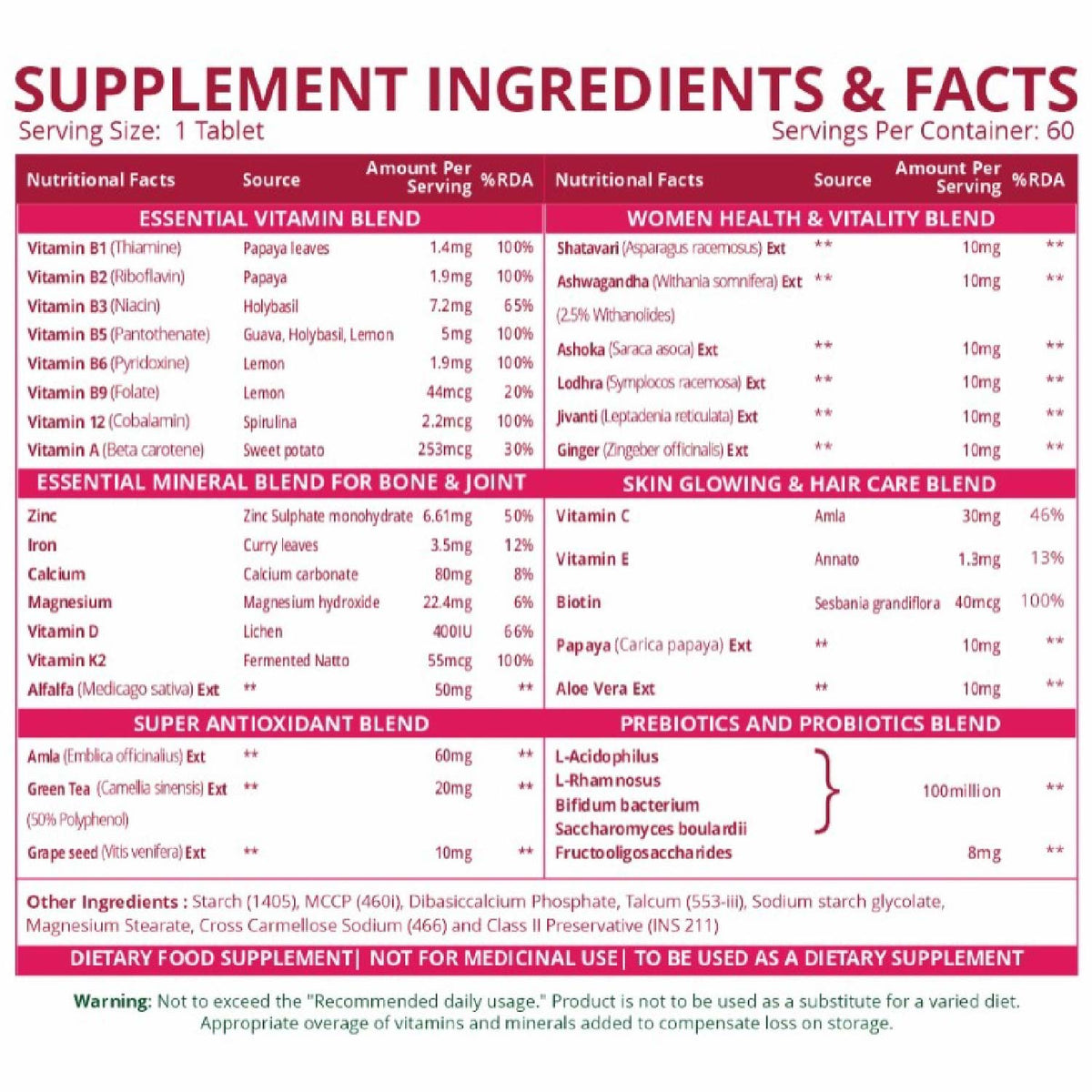 Vlado's Himalayan Organics, Multivitamin with Probiotics, 60 Ingredients - 60 Veg Tablets
