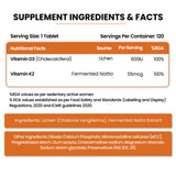 Vlado's Himalayan Organics, Vitamin D3 600IU K2 MK7 - 120 Veg Tablets