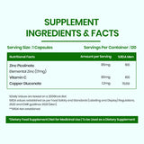 Vlado's Himalayan Organics Zinc Picolinate with Vitamin C & Copper | 120 Capsules | Immunity Support