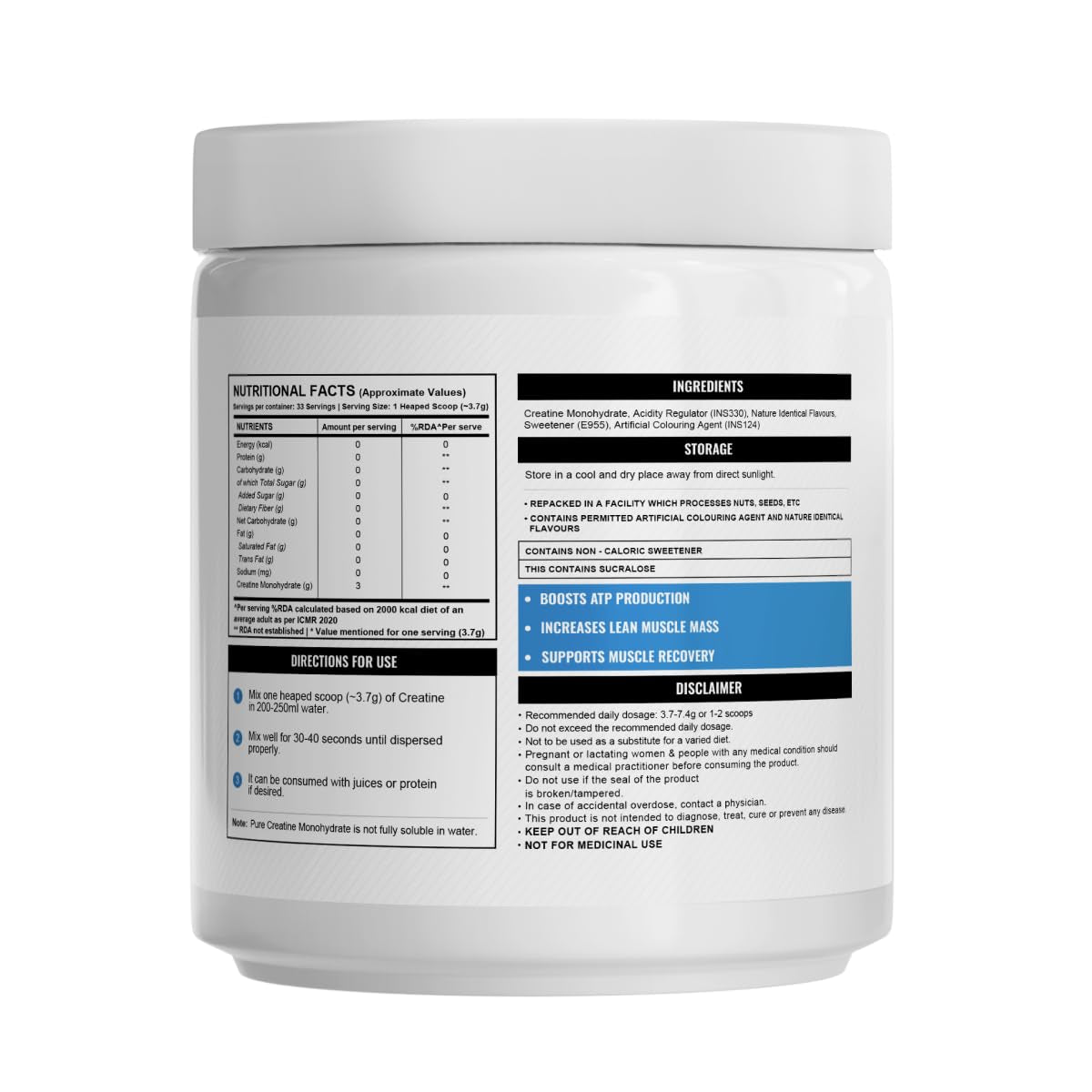 Wellcore Micronised Creatine Monohydrate, 122g - Nutristar