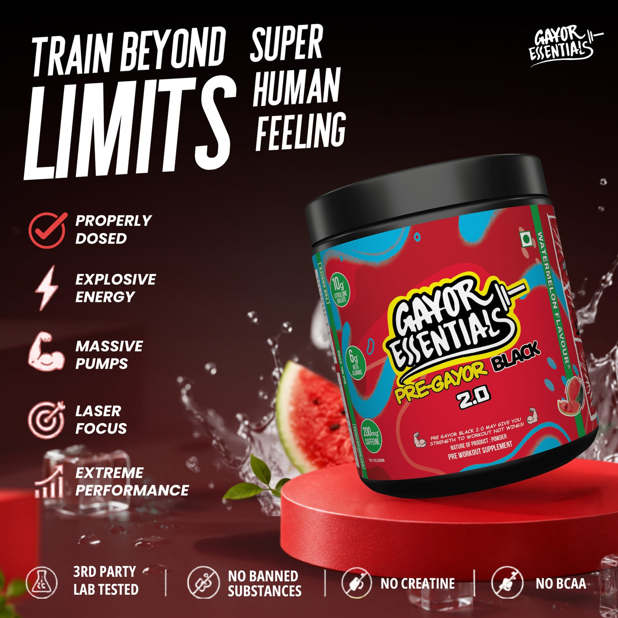 Gayor Essentials Pre Gayor Black 2.0 Pre-Workout Powder 338g | 200mg Caffeine