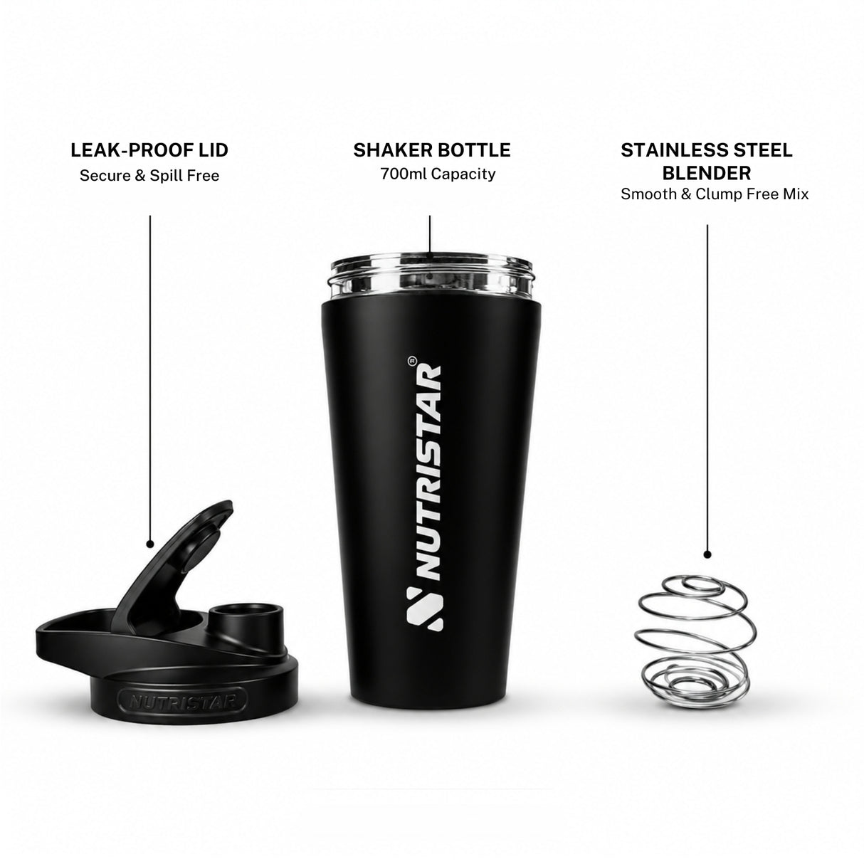 Nutristar Stainless Steel Shaker Bottle 700ml