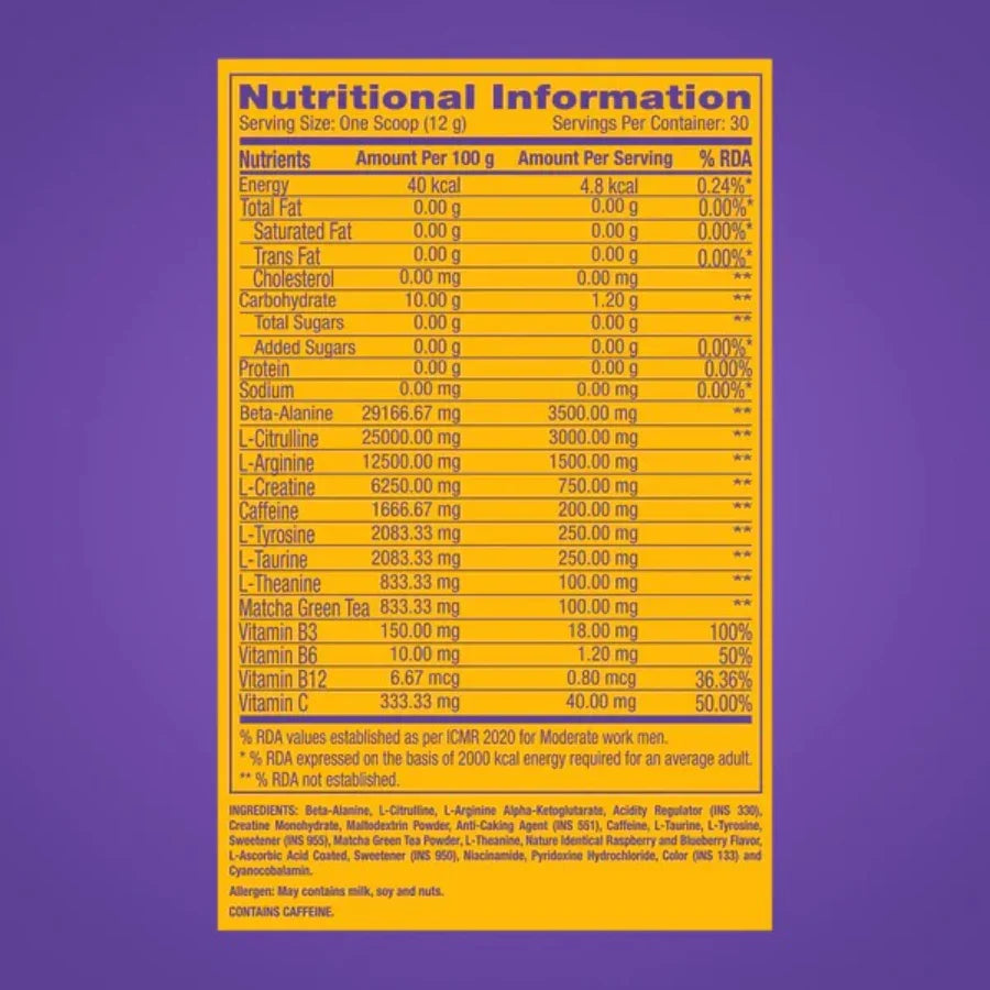 GNC Pro Performance Pre Workout (30 Servings) + Nutristar Micronized CREA Gold Creatine Monohydrate 250g (83 Servings) - Explosive Strength & Performance Combo
