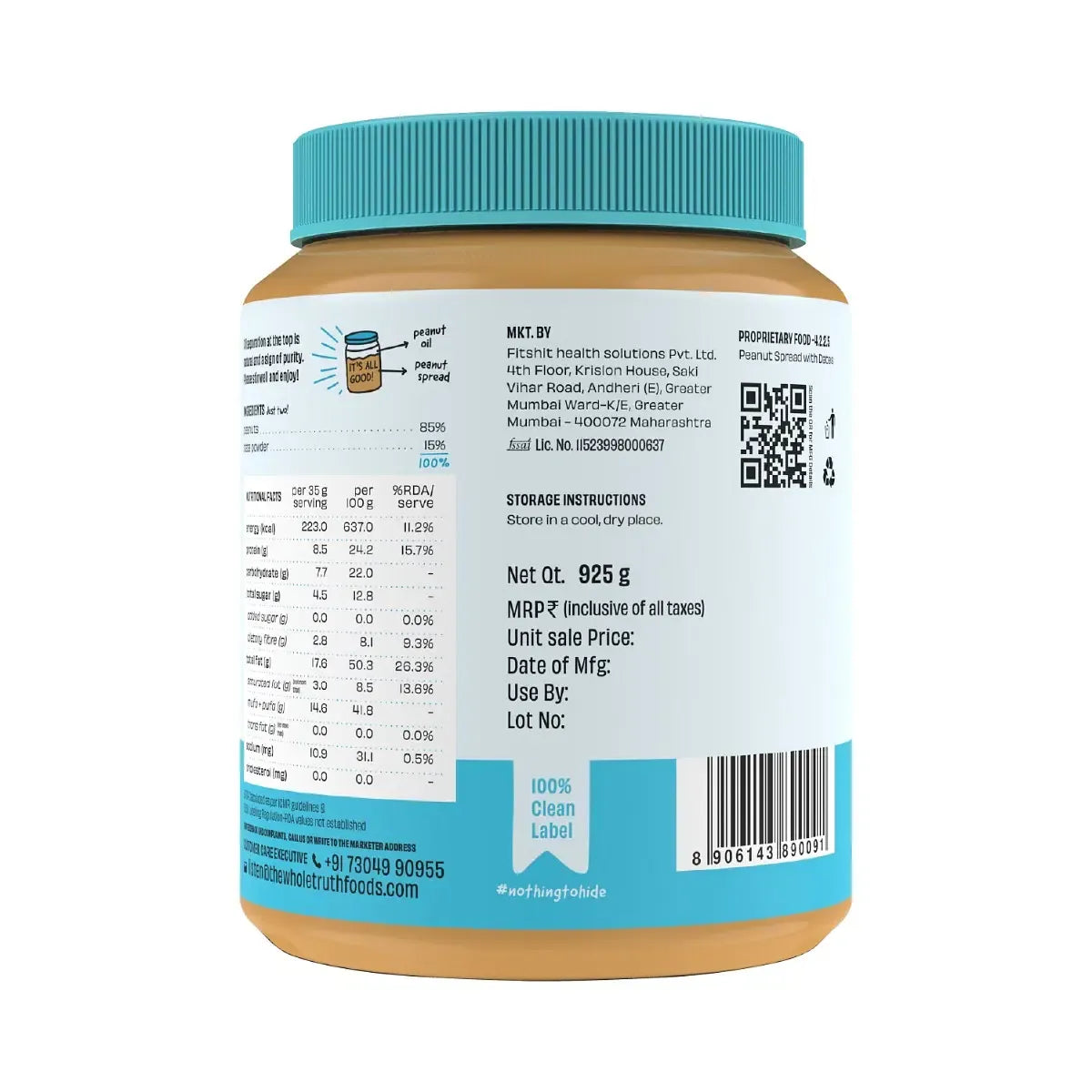 The Whole Truth Peanut Butter (Sweetened) - 925g