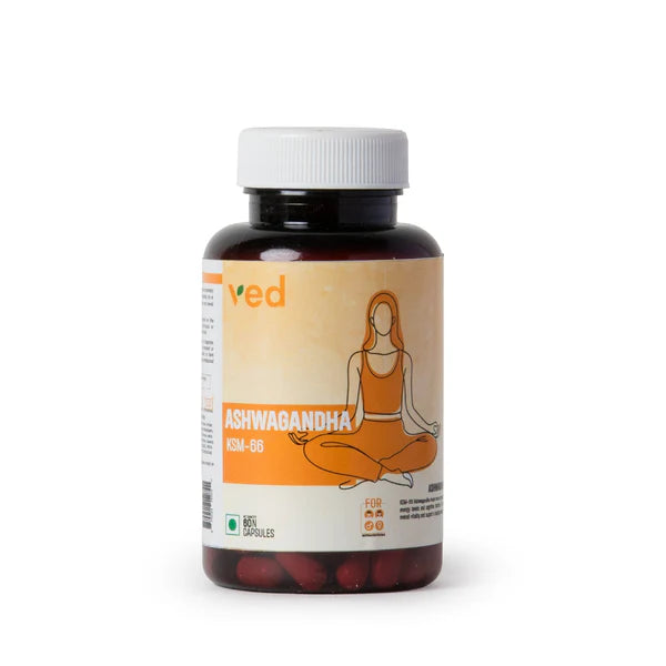 VEDayu Ashwagandha KSM-66 - 500 mg |Premium Adaptogenic Supplement for Stress and Anxiety Relief - 60 Capsules