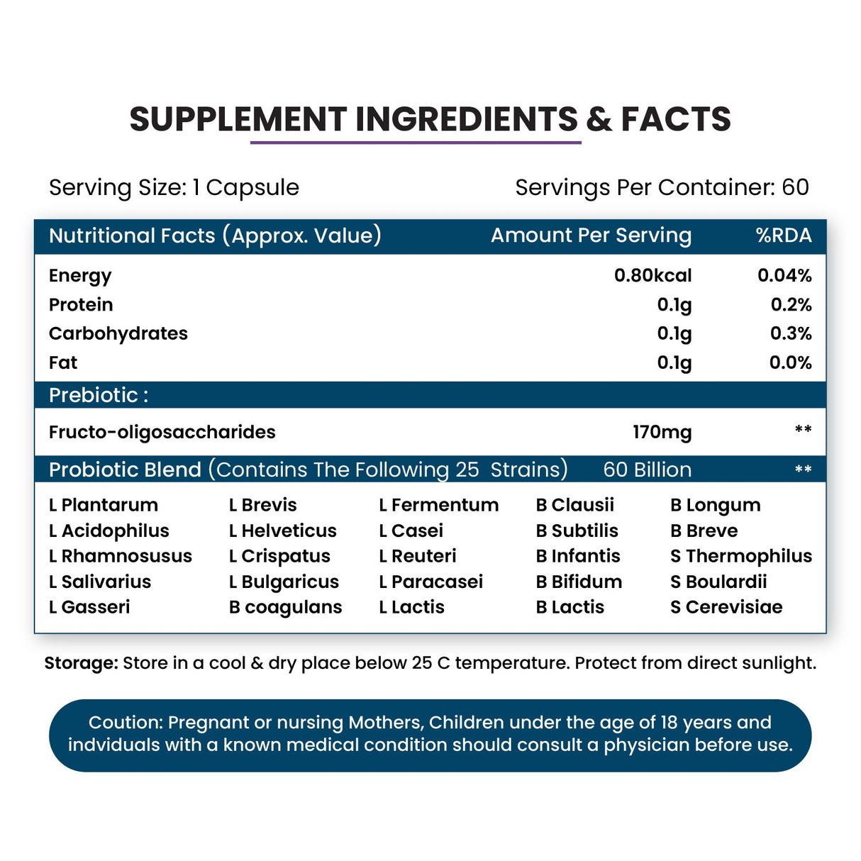 Vlado's Himalayan Organics, Probiotics 60 Billion CFU with Prebiotics 170mg - 60 Veg Capsules