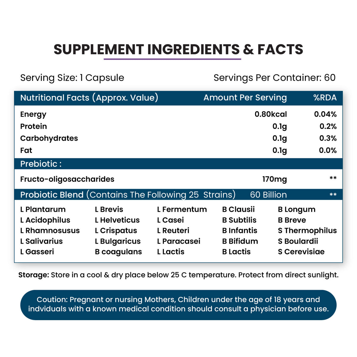 Vlado's Himalayan Organics, Probiotics 60 Billion CFU with Prebiotics 170mg - 60 Veg Capsules