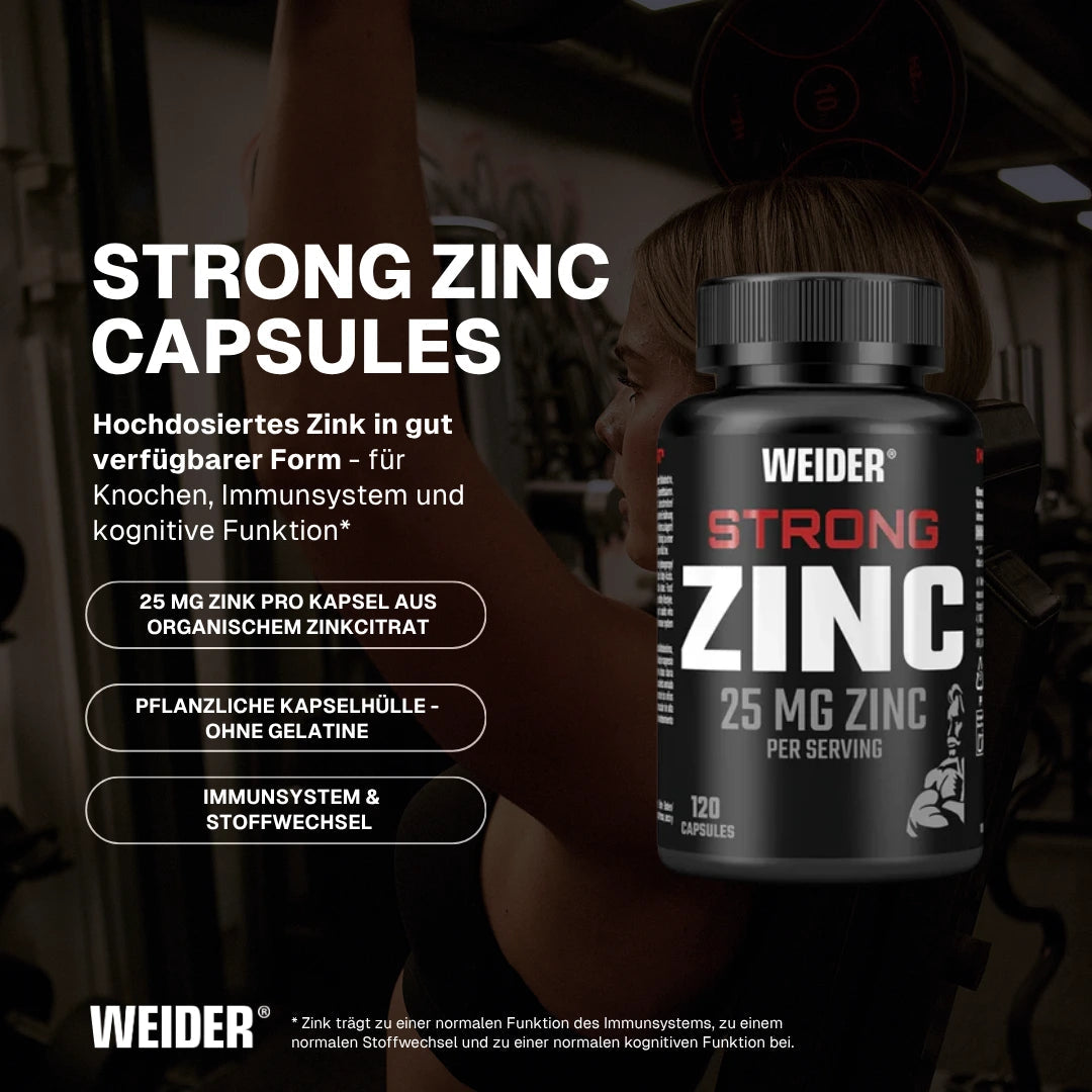 Weider Strong Zinc | 25mg per Serving | 120 Capsules