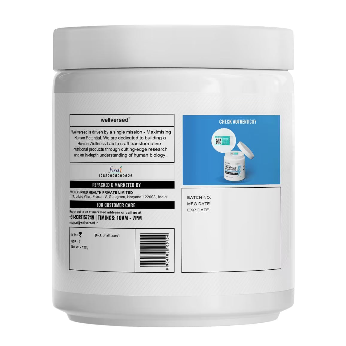 Wellcore Micronised Creatine Monohydrate, 122g