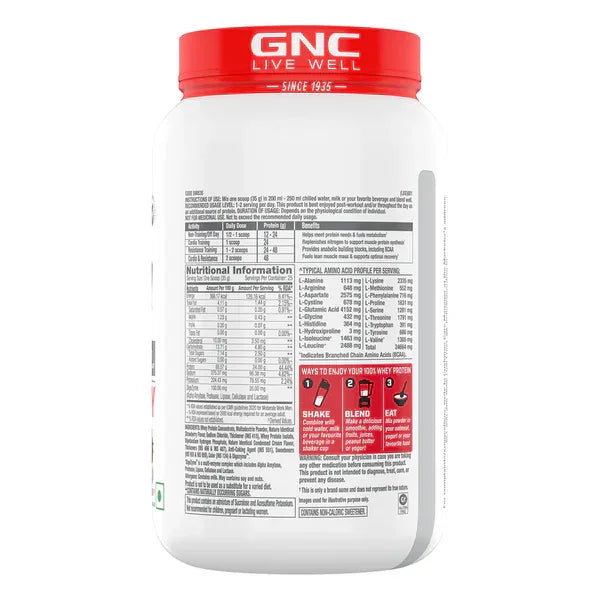 GNC Pro Performance 100% Whey Protein 2 Lbs + Nutristar Micronized CREA Gold Creatine Monohydrate 250g (83 Servings) - Lean Muscle Starter Stack