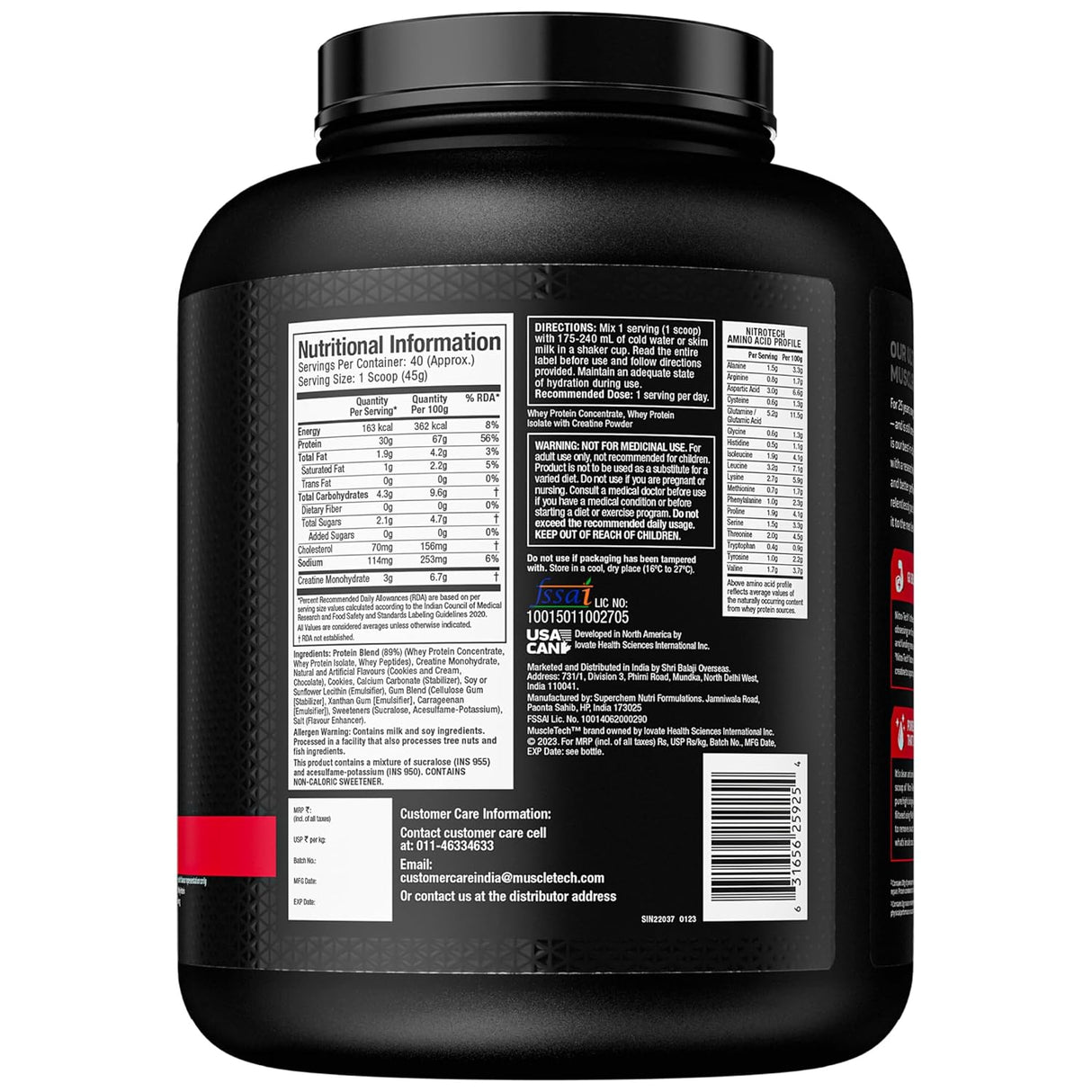 MuscleTech NitroTech Performance Series Whey Protein - 4 Lbs (1.81Kg)