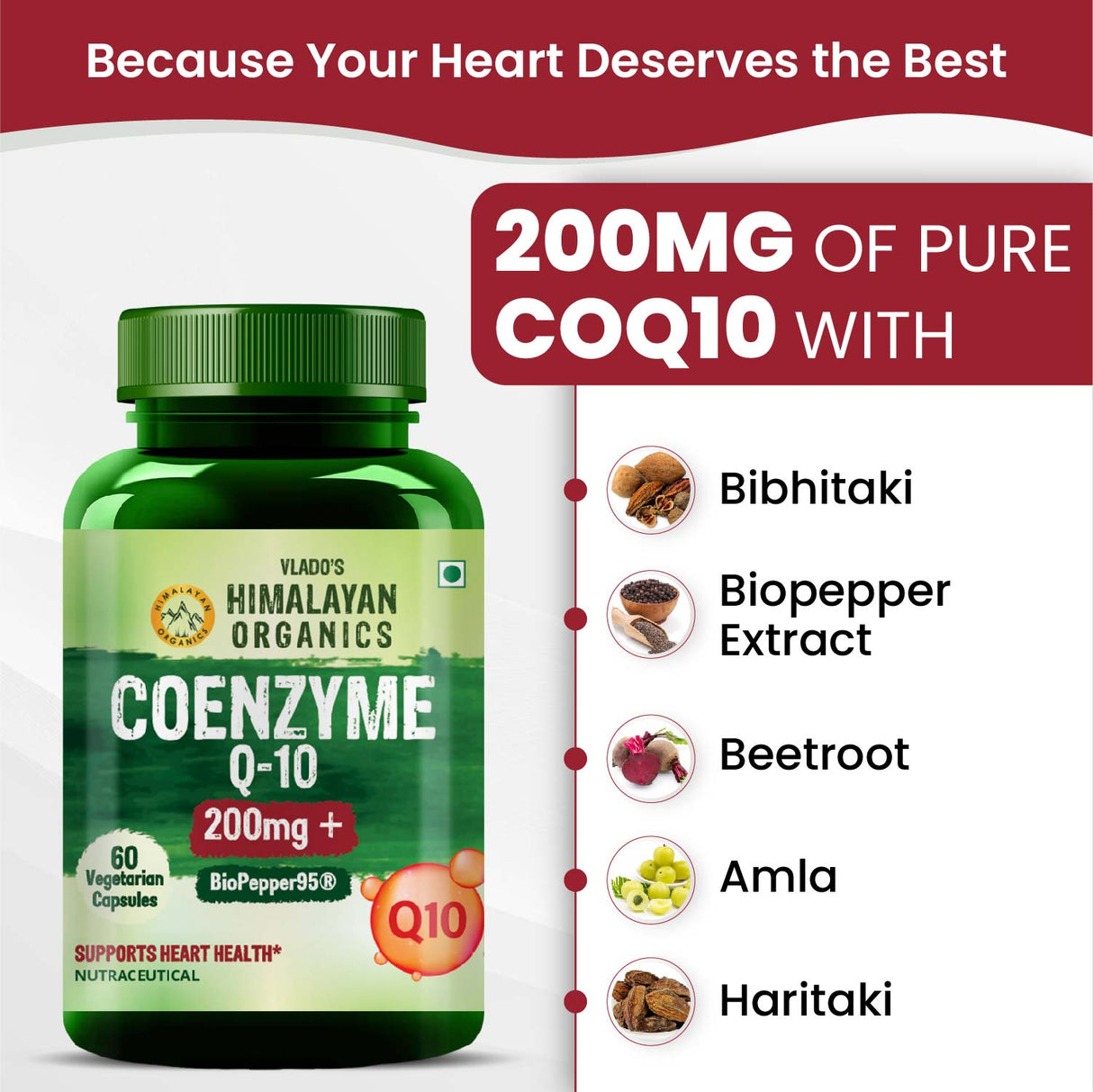 Vlado's Himalayan Organics, CoQ10, 200mg - 60 Veg Capsules