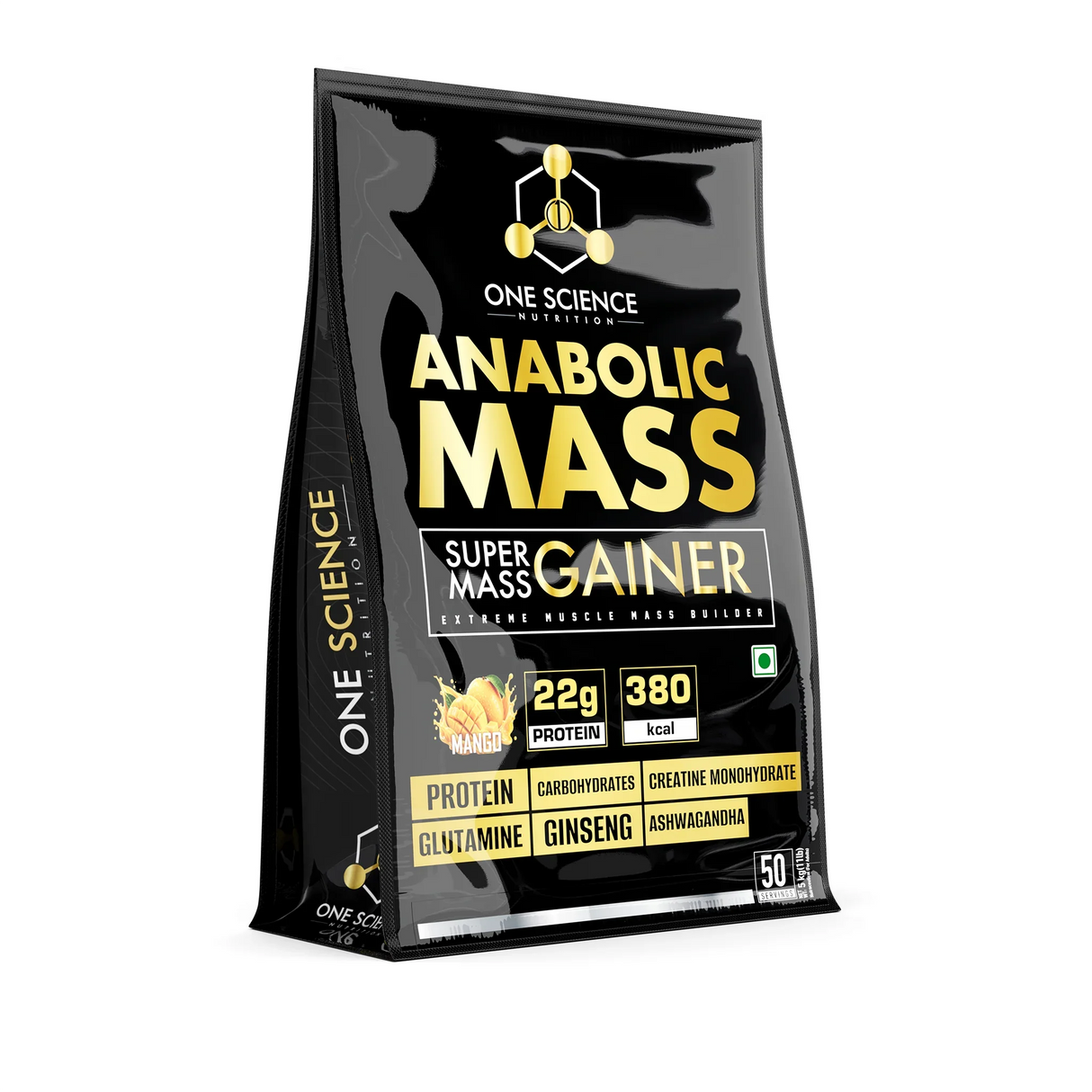 One Science Anabolic Mass | Super Mass Gainer | 22g Protein | 11 lb (50 Servings)