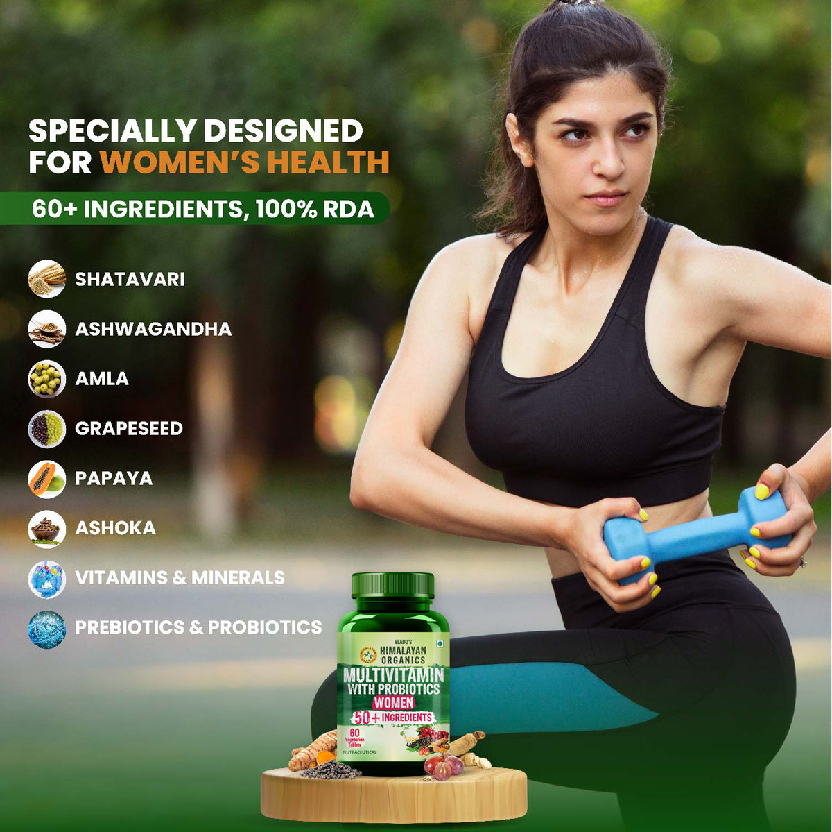 Vlado's Himalayan Organics, Multivitamin with Probiotics, 60 Ingredients - 60 Veg Tablets