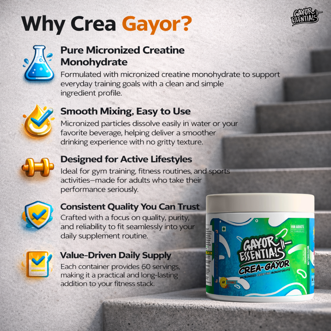 Gayor Essentials Crea-Gayor Micronised Creatine Monohydrate 228g | 60 Servings