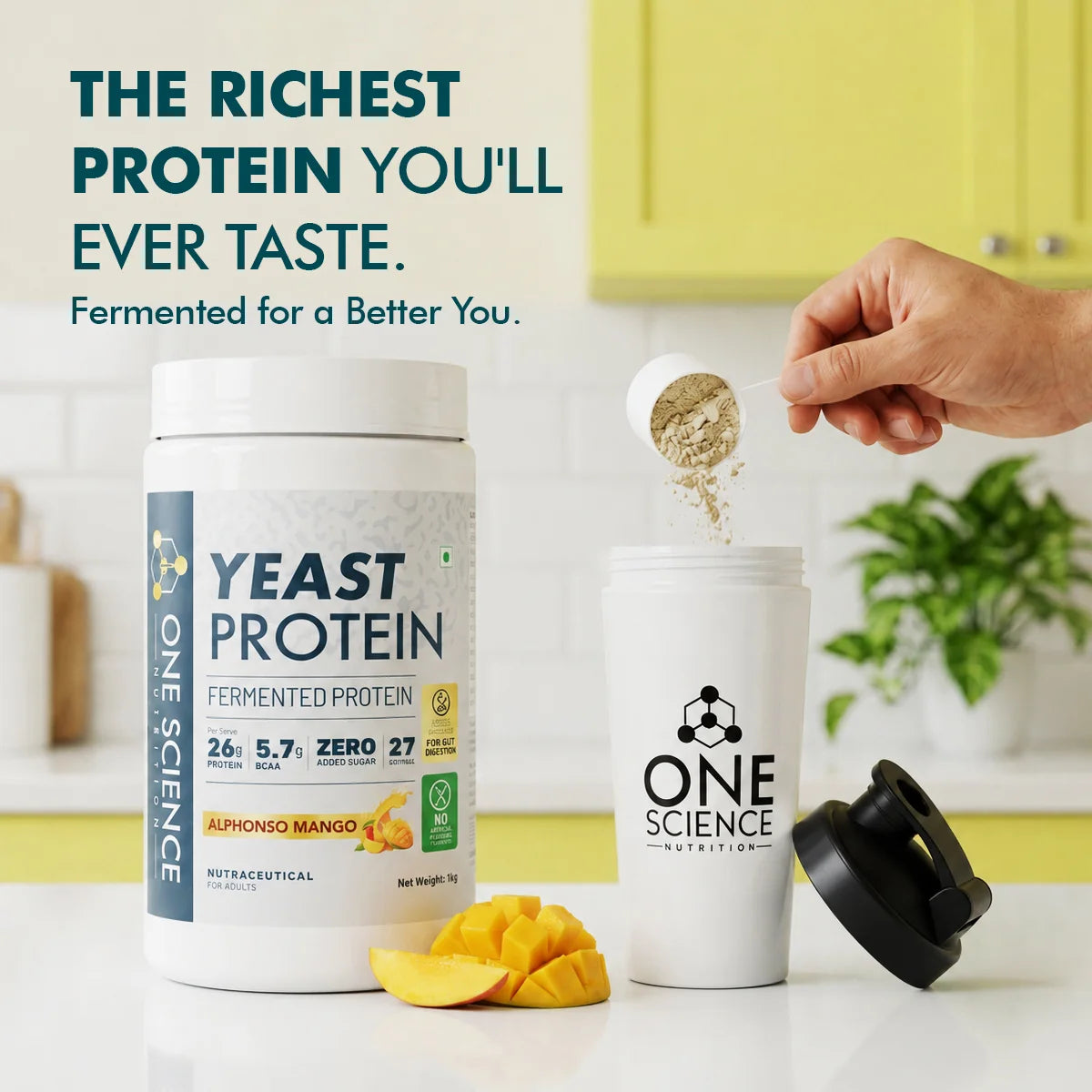 One Science Nutrition Fermented Yeast Protein Powder 1kg | 27 Servings