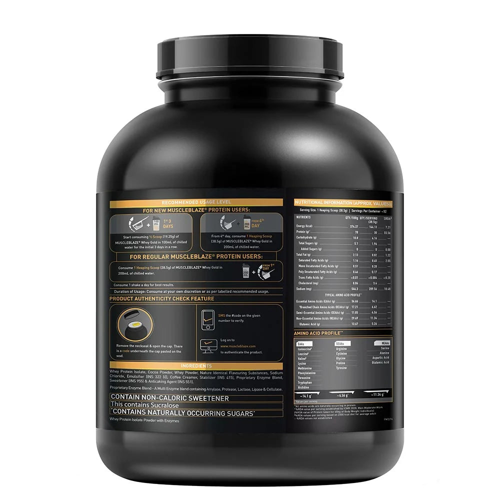 MuscleBlaze Whey Gold 100% Whey Isolate 2 Kg - Nutristar