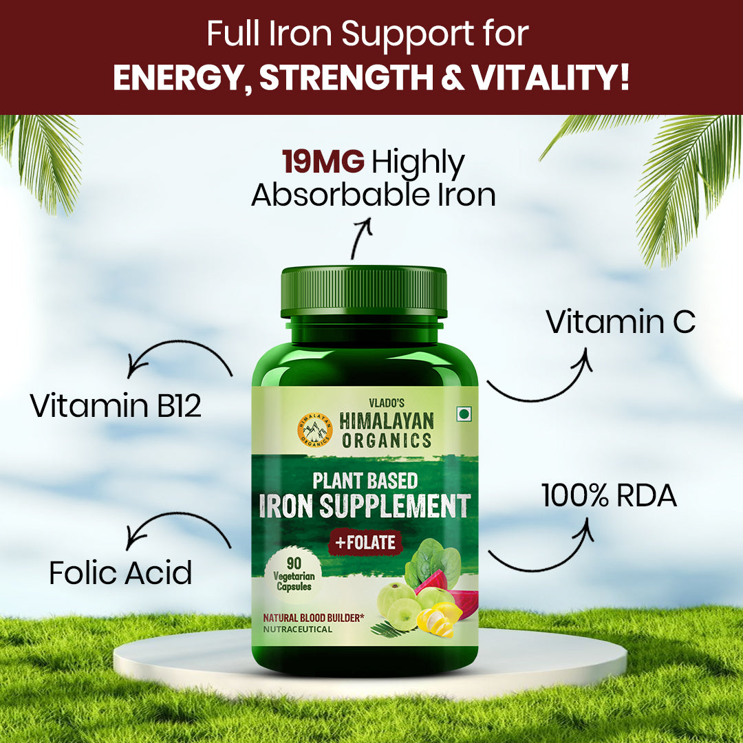 Vlado's Himalayan Organics, Plant Based Iron with Folate - 90 Capsules