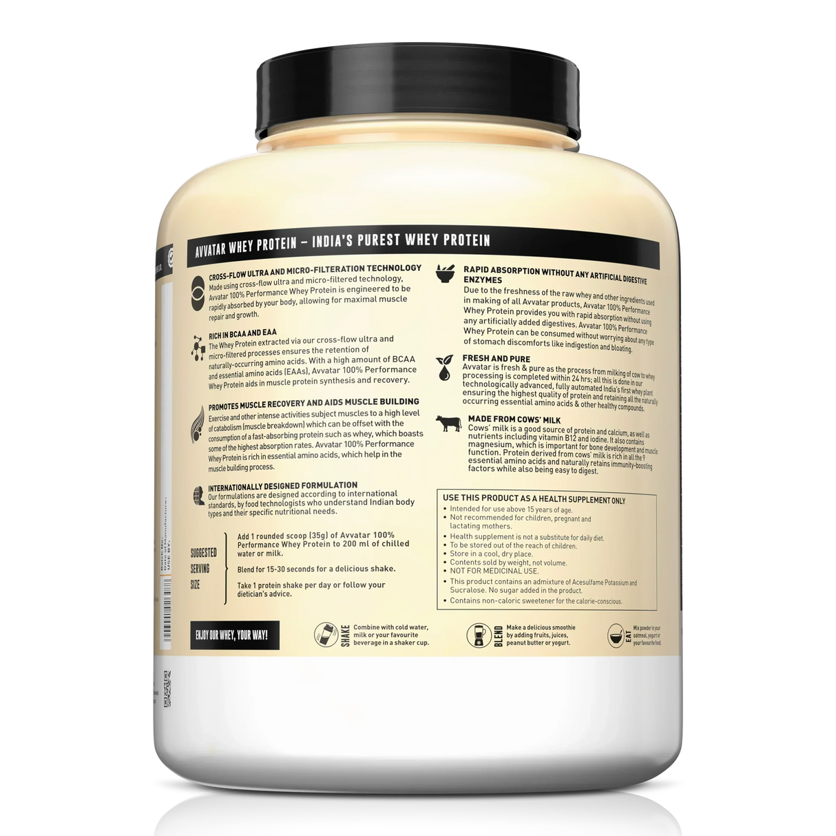 Avvatar 100% Performance Whey 2 Kg + Nutristar Micronized CREA Gold Creatine Monohydrate 250g (83 Servings) - Endurance & Muscle Power Combo