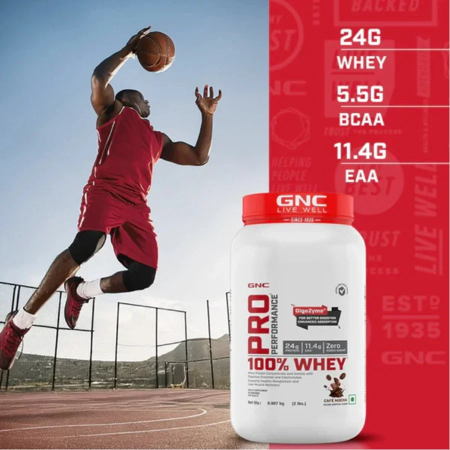 GNC Pro Performance 100% Whey Protein 2 Lbs + Nutristar Micronized CREA Gold Creatine Monohydrate 250g (83 Servings) - Lean Muscle Starter Stack