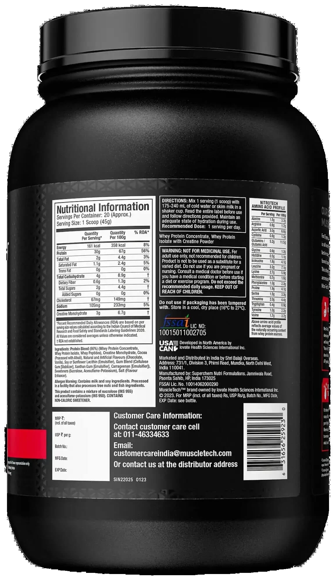 MuscleTech Nitrotech Performance Series - 2 Lbs - Nutristar