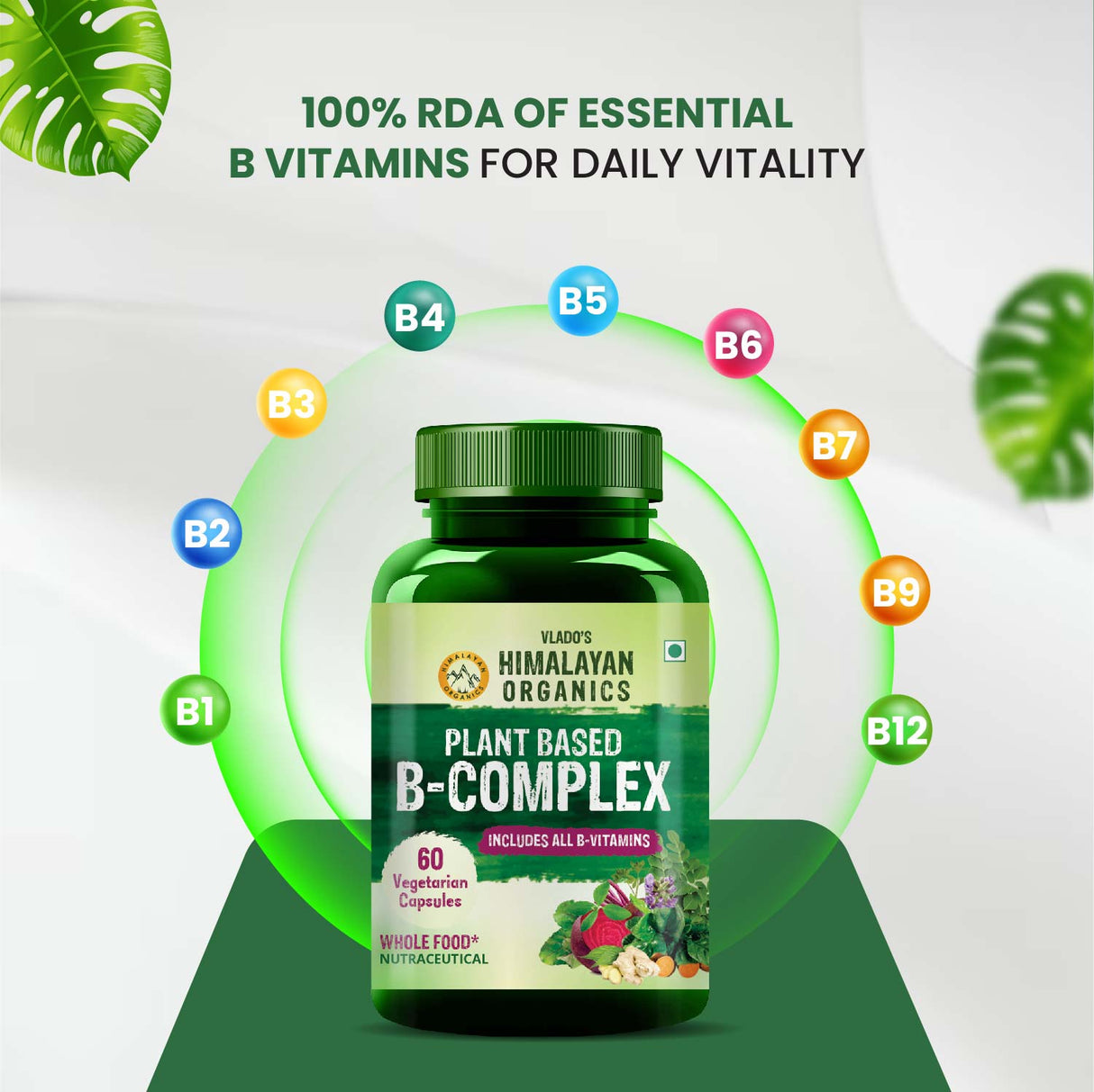 Vlado's Himalayan Organics, Plant Based Vitamin B Complex, 100% RDA - 60 Capsules