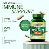 Vlado's Himalayan Organics Zinc Picolinate with Vitamin C & Copper | 120 Capsules | Immunity Support