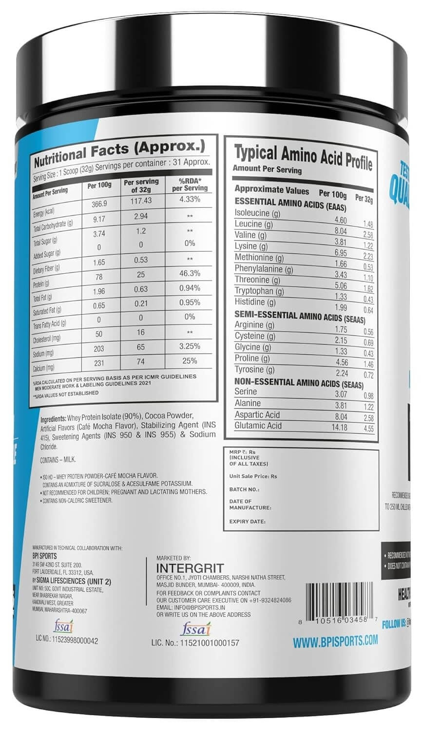 BPI Sports ISO HD Whey Isolate and Hydrolysate - 2.2 Lbs